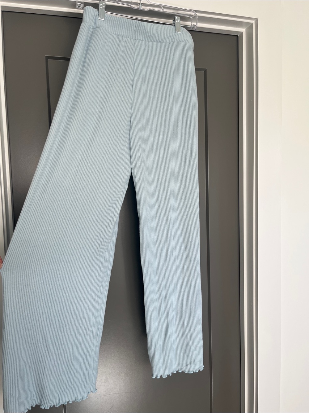 Ocean Drive Light Blue Ribbed Knit Pants - Picture 3 of 4